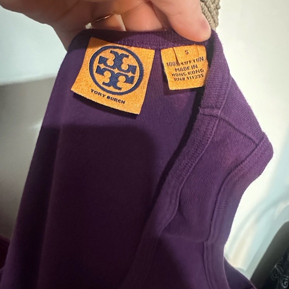 Tory Burch Purple Tank Top with Beaded Logo Size S 🧚♀️ - Picture 4 of 4